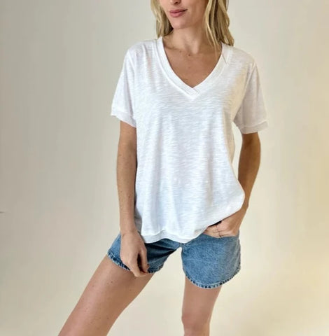 Free People Yucca Double Cloth Tee in Optic White