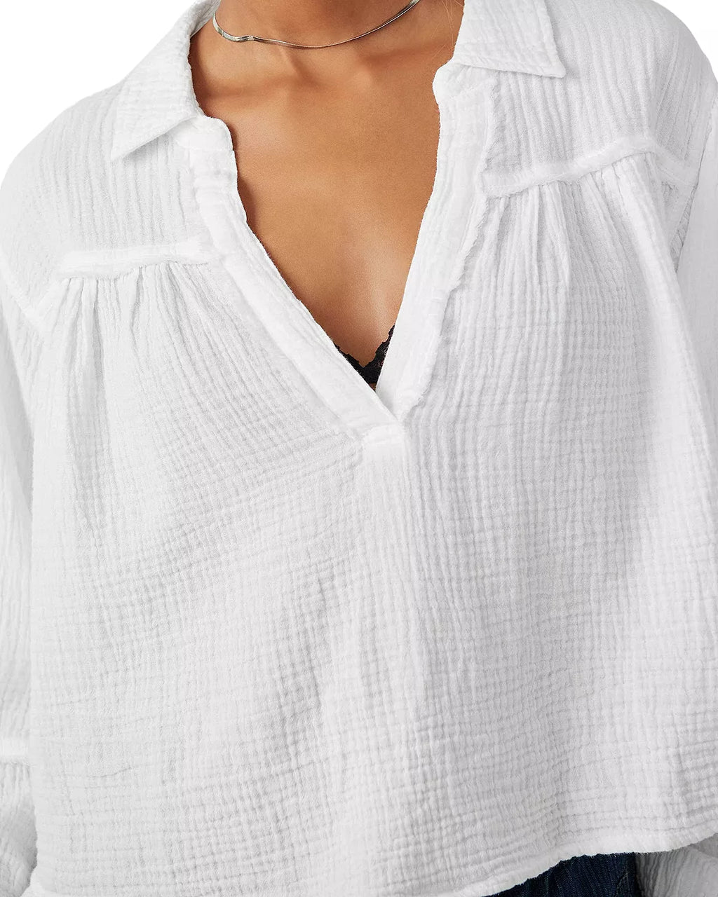 Free People Yucca Double Cloth Tee in Optic White