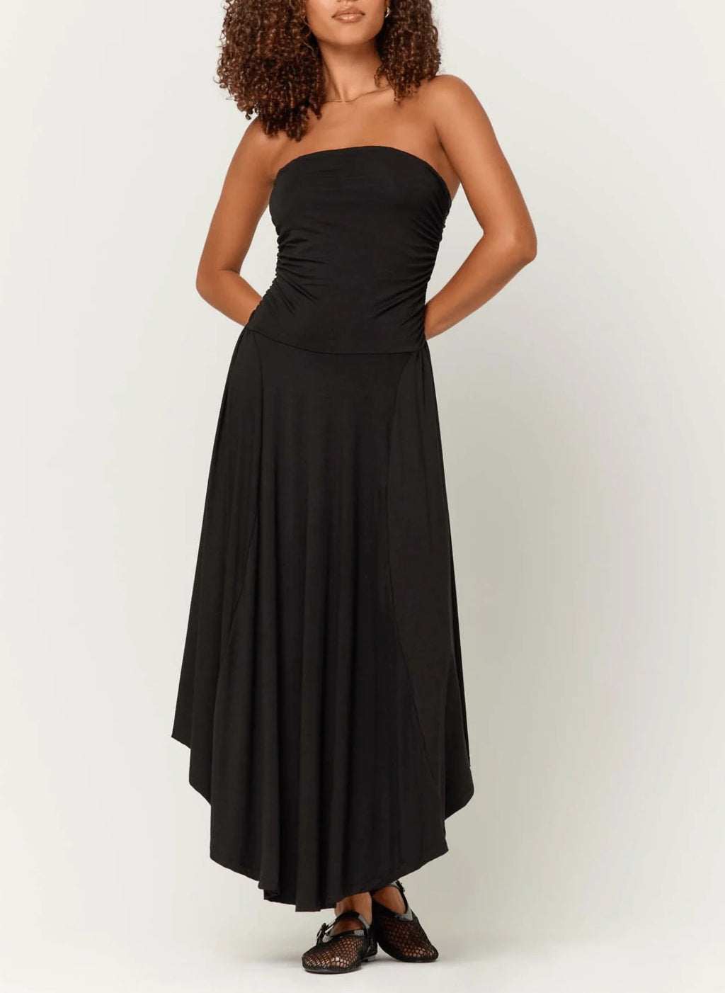 Project Social T Goddess Strapless Shirred Dress