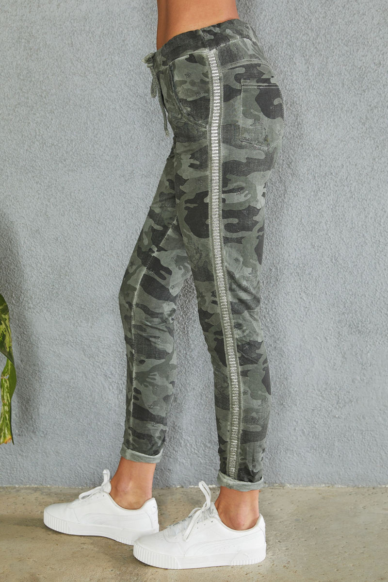 Venti6 Fringe Hem Crinkle Jogger