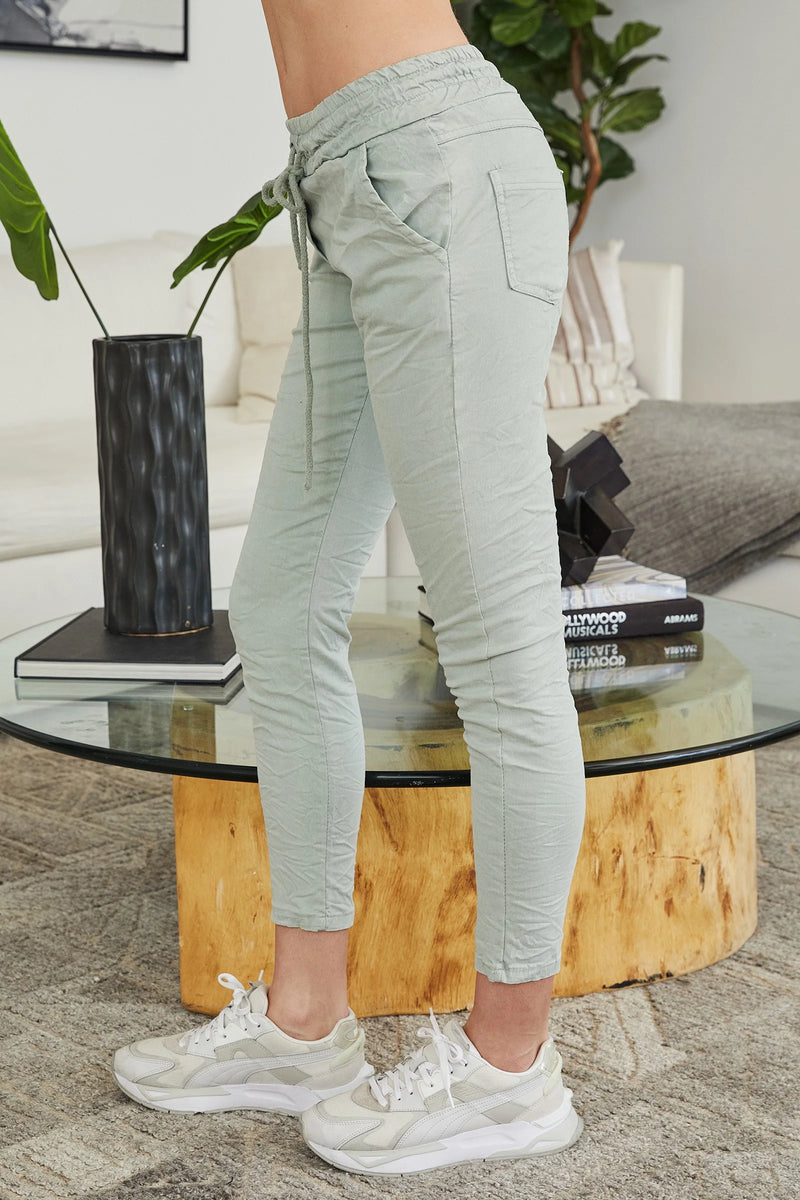 Milio Milano Solid Drawstring Crinkle Jogger