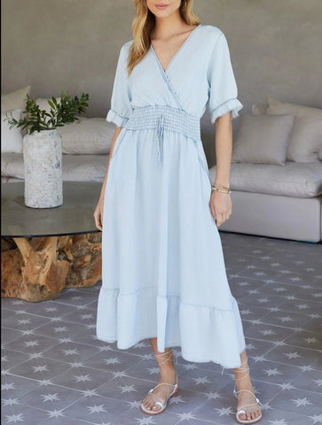Milio Milano Linen Midi Twist Front S/S Dress