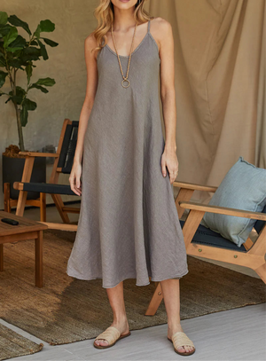 Milio Milano Italian Linen Maxi Slip Dress