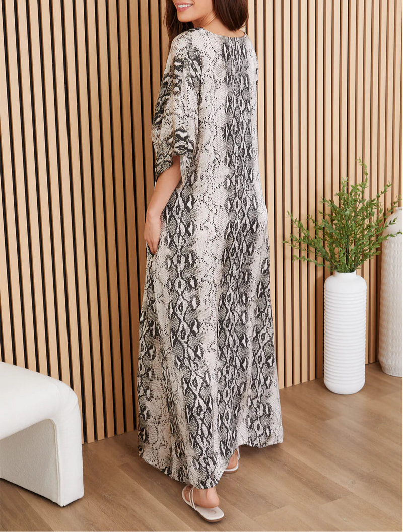 Milio Milano Snake V-Neck Dolman Maxi Dress