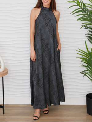 Milio Milano Python Mock Neck Maxi Dress