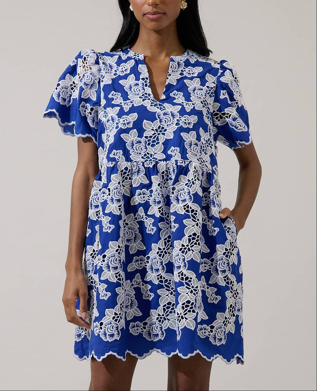 Sherla Embroidered Shift Mini Dress Jules&JC Sherla Embroidered Shift Mini Dress Jules&JC