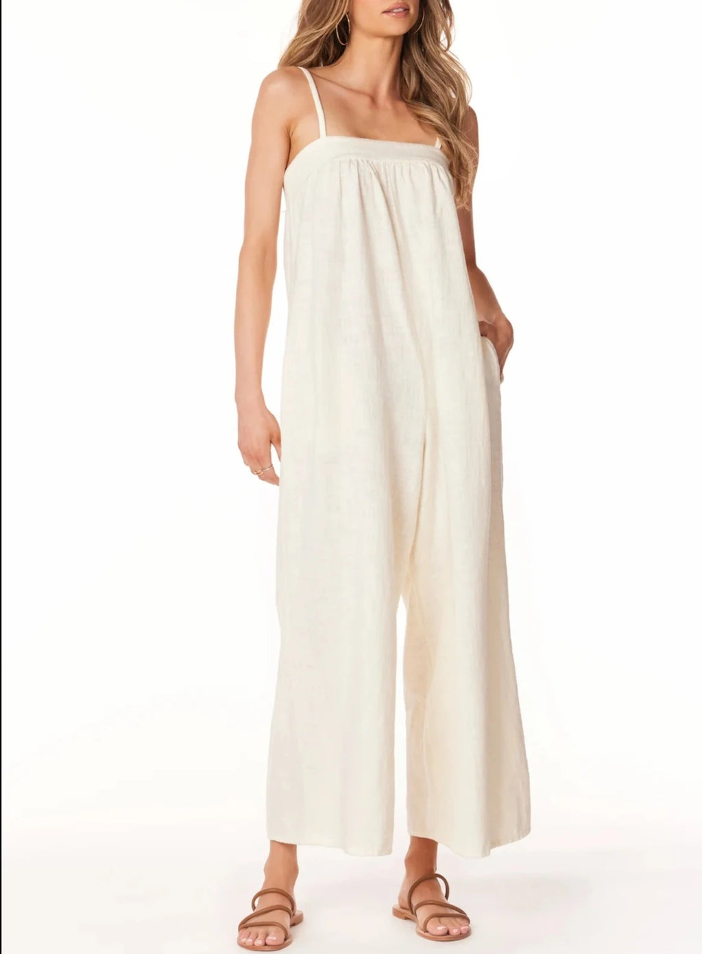 bobi Square Neck Cami Wide Leg Jumpsuit