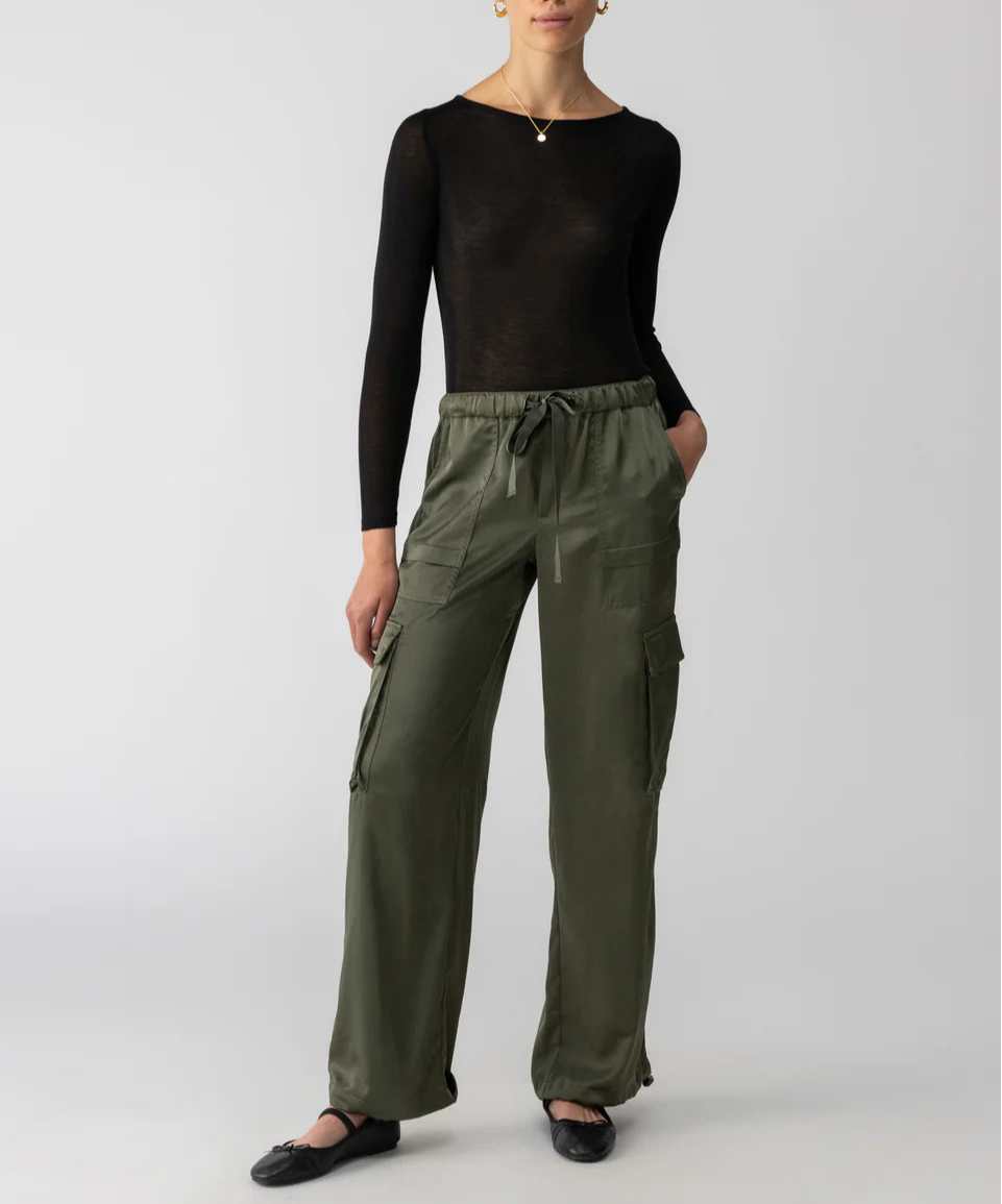 Sanctuary Satin Cargo Wide Leg