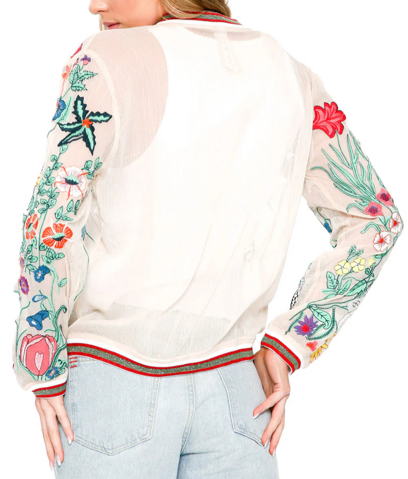 Aratta Bellezza Embroidered Bomber Jacket