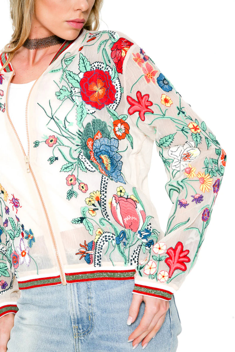 Aratta Bellezza Embroidered Bomber Jacket