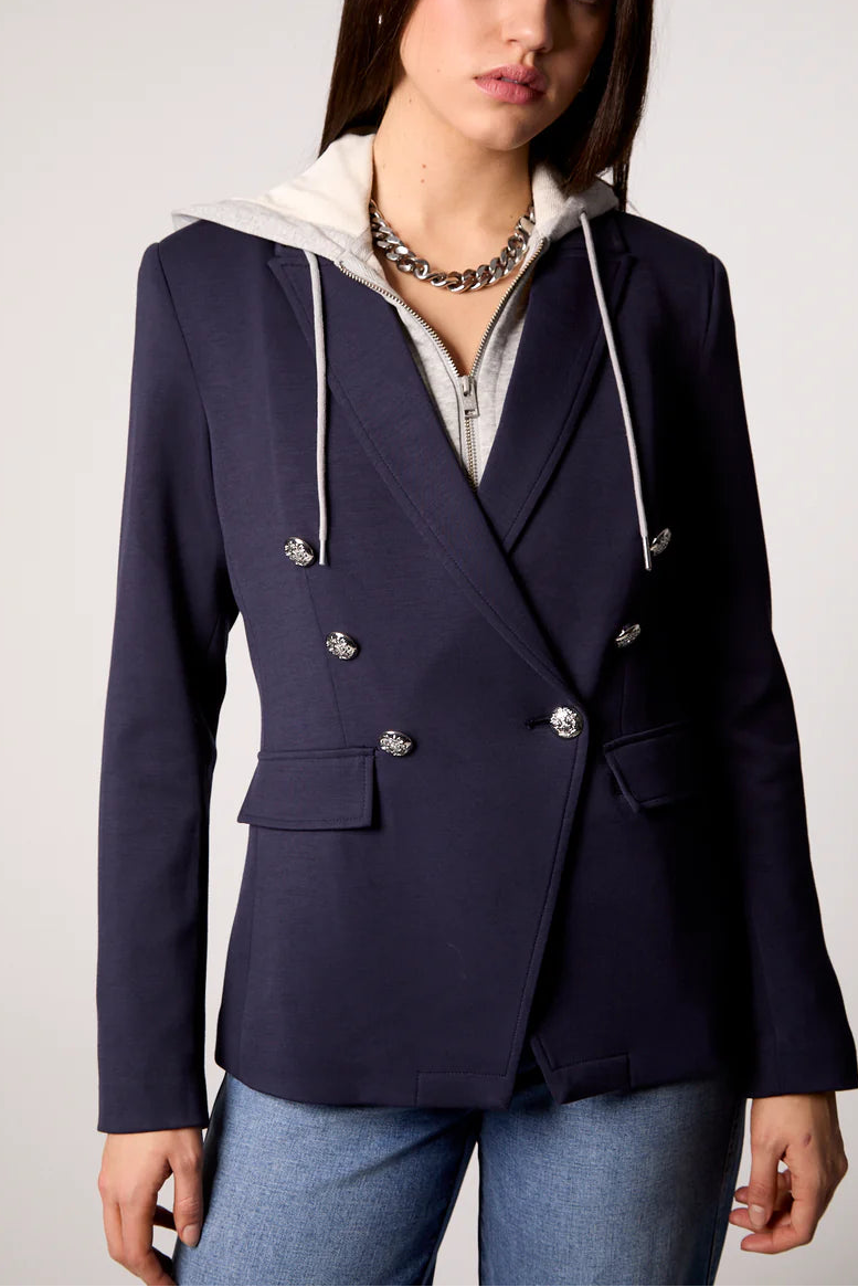 Blue Revival Helen Double Breasted Blazer with Removable Hoodie Insert