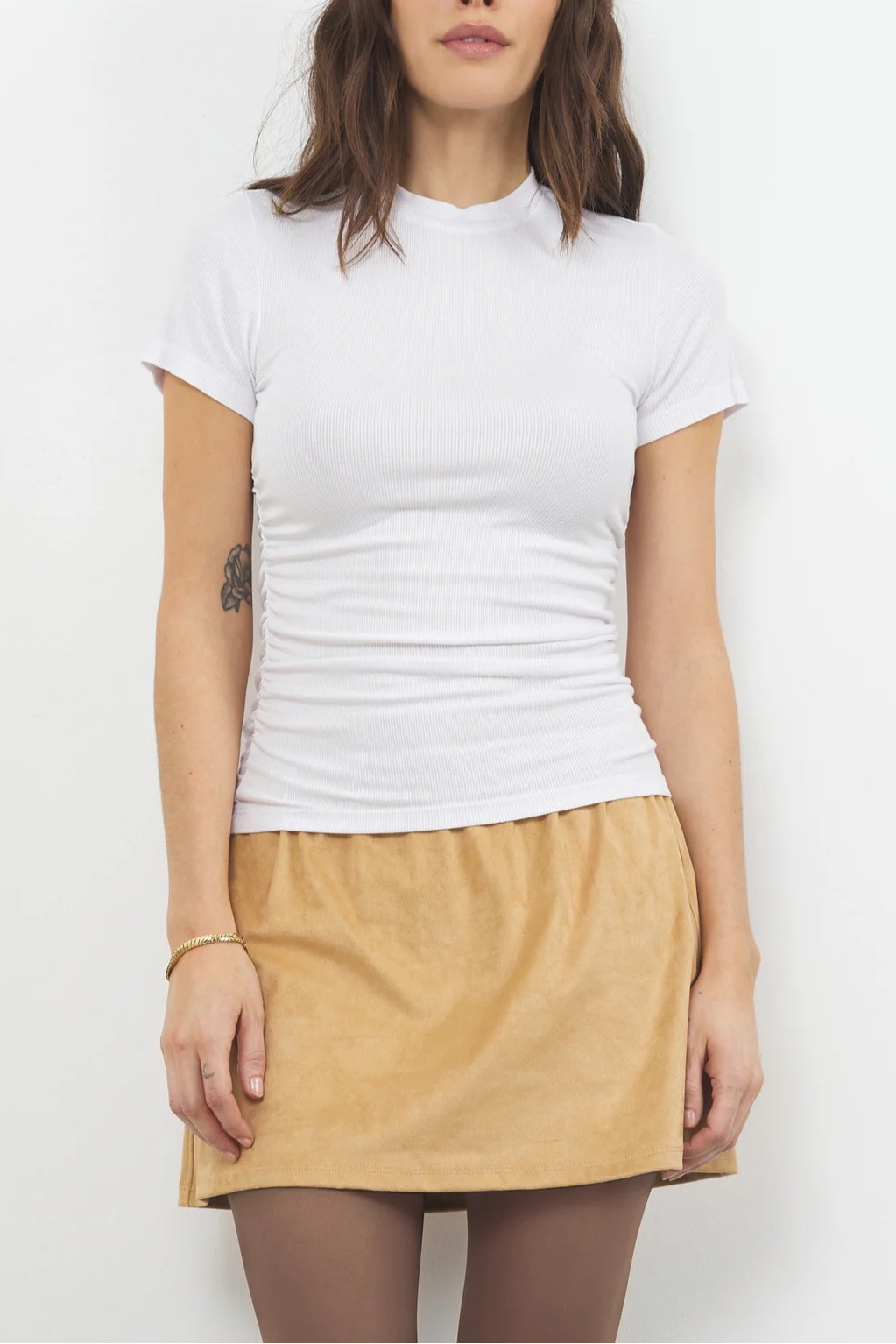 LAmade Millie Crew Neck w Side Shirring Rib Tee