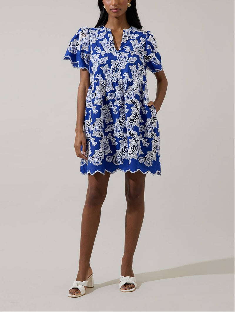 embroidered shift mini dress Briar Tiered Embroidered Shift Mini Dress