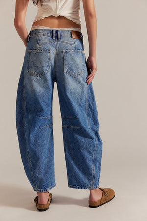 Free People WTF Good Luck Mid Rise Barrel Jeans