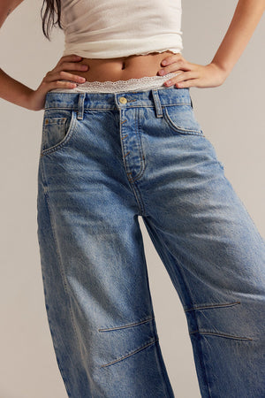 Free People WTF Good Luck Mid Rise Barrel Jeans
