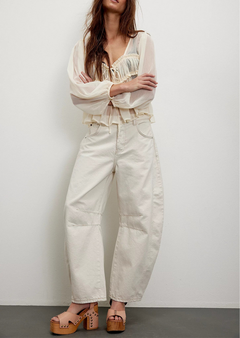 Free People WTF Good Luck Mid Rise Barrel Jeans