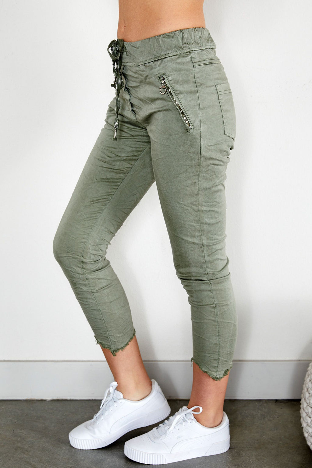 Venti6 Fringe Hem Crinkle Jogger