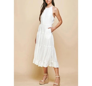 Pinch Sleeveless Tiered Maxi Dress