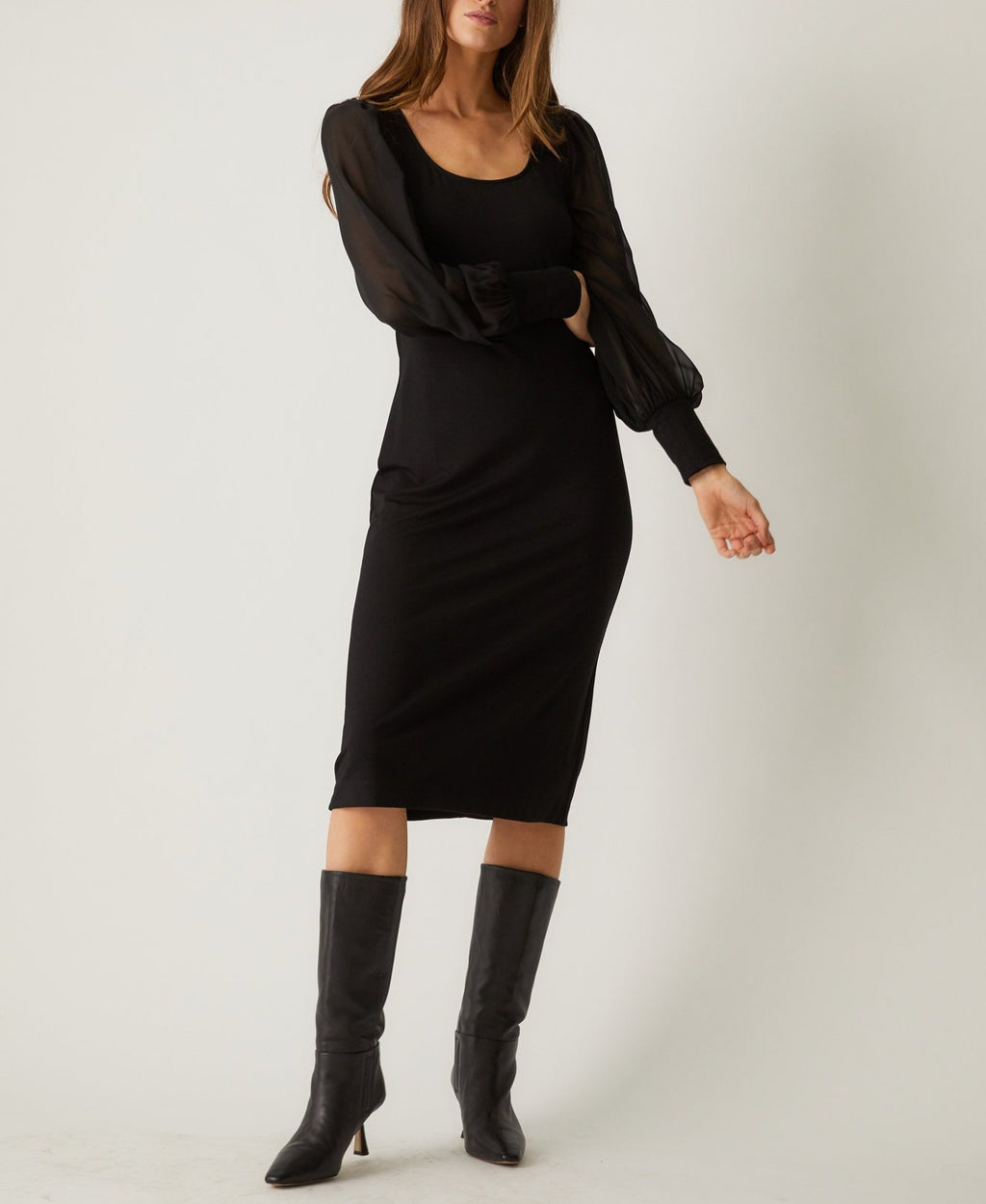 Fifteen Twenty Sheer Sleeve Midi Dress