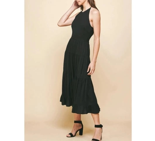 Pinch Sleeveless Tiered Maxi Dress