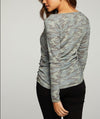 Chaser RPET Vintage Rib Long Sleeve Deep VNeck Tee with Shirring