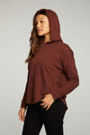 Chaser Linen French Terry Long Sleeve Shirttail Pullover Hoodie