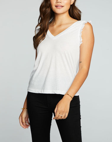 Chaser RPET Vintage Jersey Shirttail Ruffle Racer Back Tank