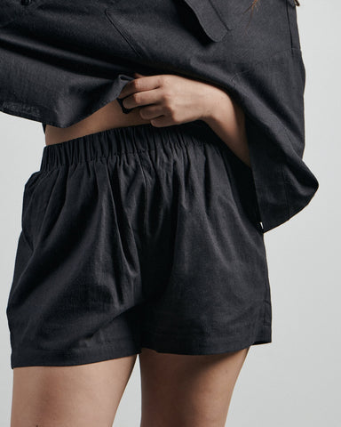 Chaser Linen French Terry Raw Edge Ruffle Short