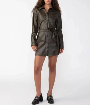 Sanctuary Leather Like Shirt Dress