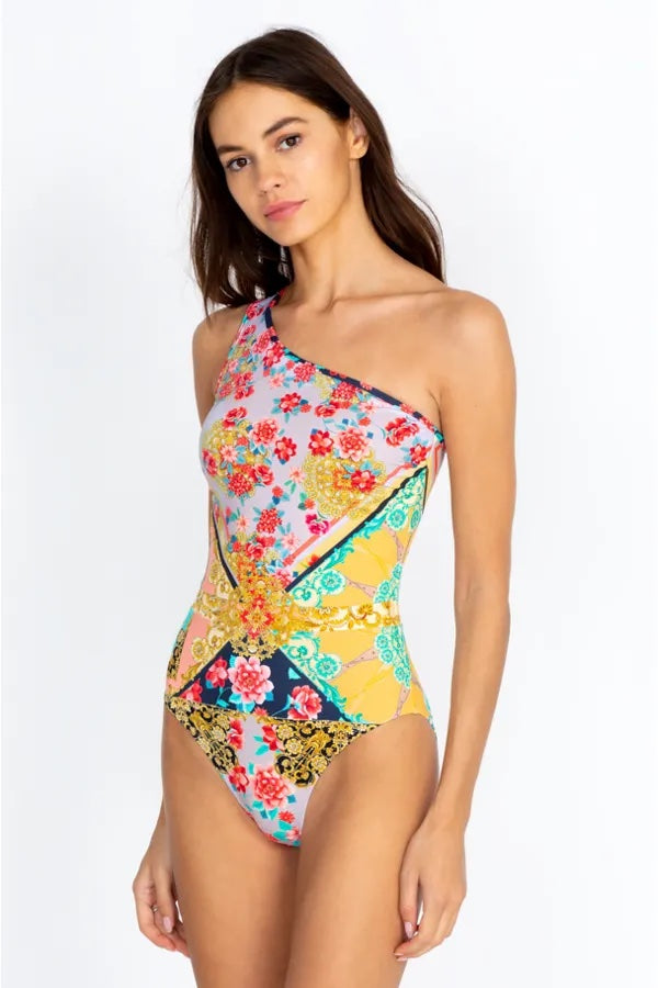 Johnny Was One Shoulder Raina One Piece Swimsuit